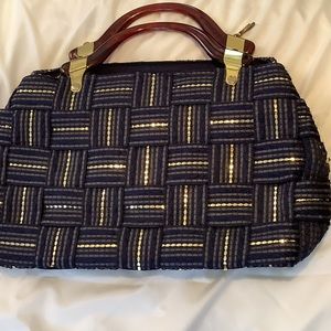 Made in Italy, Navy Blue Basket Weave purse